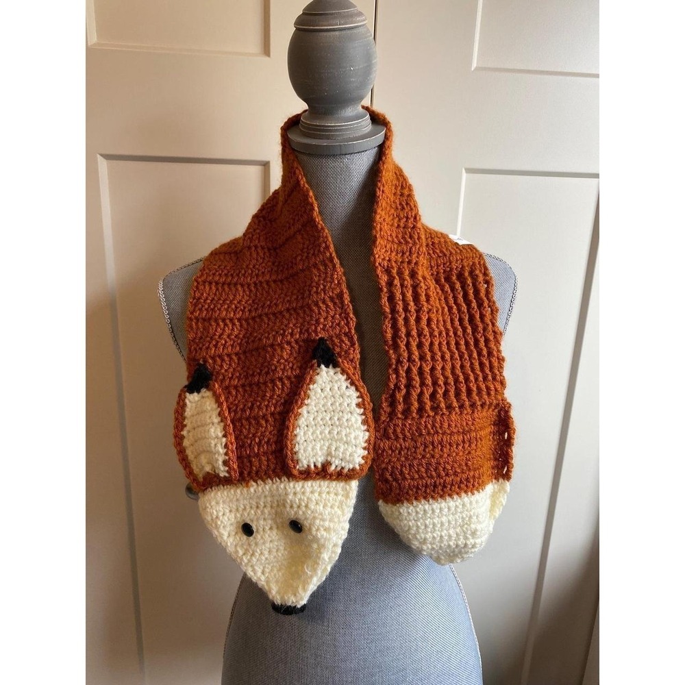 Fox Crochet Scarf Wrap 39" X 7" SKU2